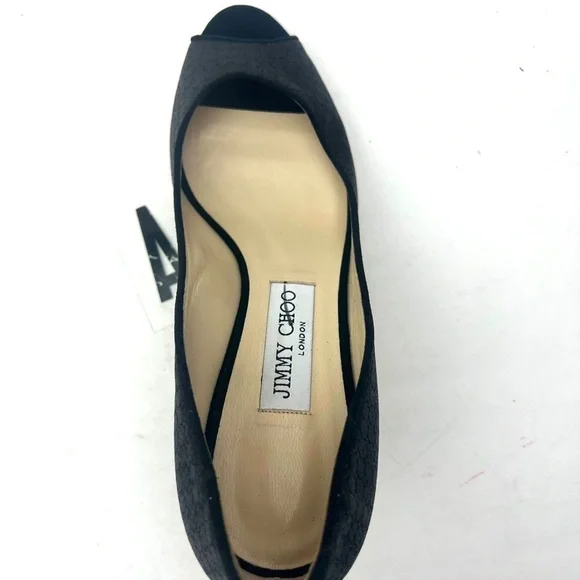 Jimmy Choo Isabel Black Glitter Heels sz 7.5 - Picture 9 of 13